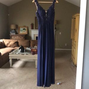 Navy blue prom dress worn once
